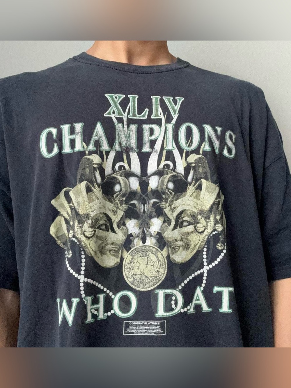 Vintage 2000s NFL Super Bowl XLIV Graphics Black Tee Shirt